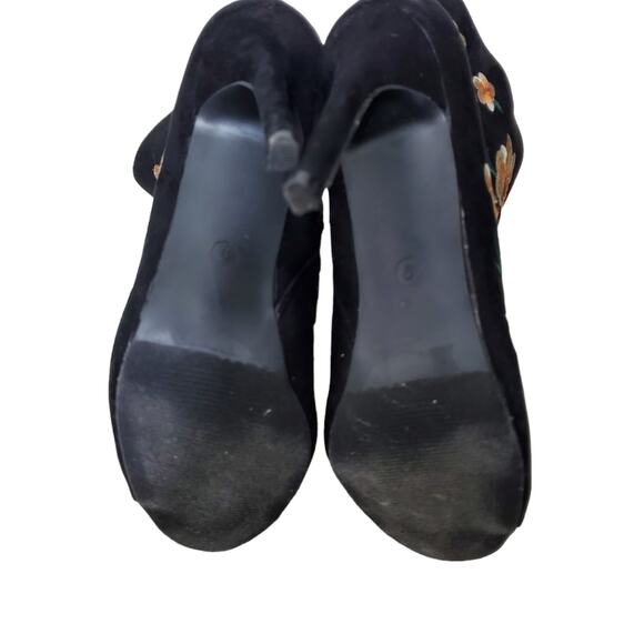 JustFab | Embroidered Floral Stiletto Peep Toe Ankle Booties - Picture 6 of 12